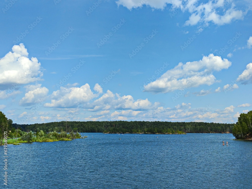 Summer panorama of Lyubertsy quarry on the outskirts of Moscow