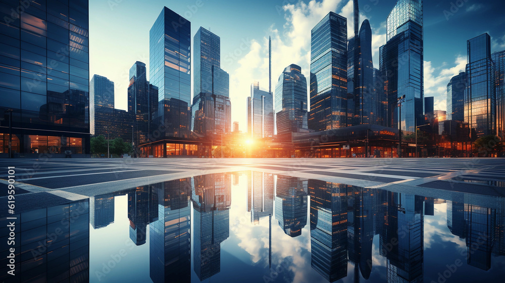 Reflective skyscraper business office buildings Reflective skyscraper business office buildings
