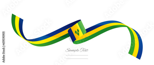 Vincentian and Grenadinian flag ribbon vector illustration. Saint Vincent and The Grenadines flag ribbon on abstract isolated on white color background photo