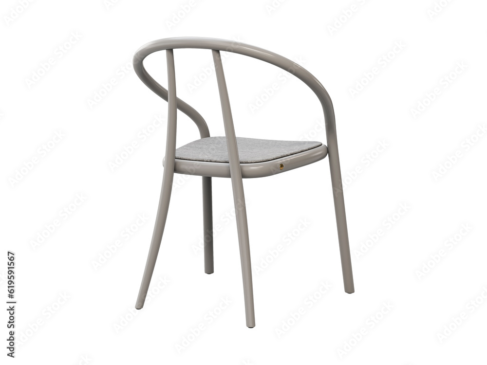 Midcentury steam-bent wooden chair with with felt seat. 3d render
