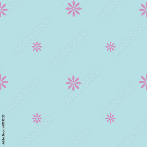  seamless repeat pattern with simple cute purple flowers on a teal back ground perfect for fabric, scrap booking, wallpaper, gift wrap projects 