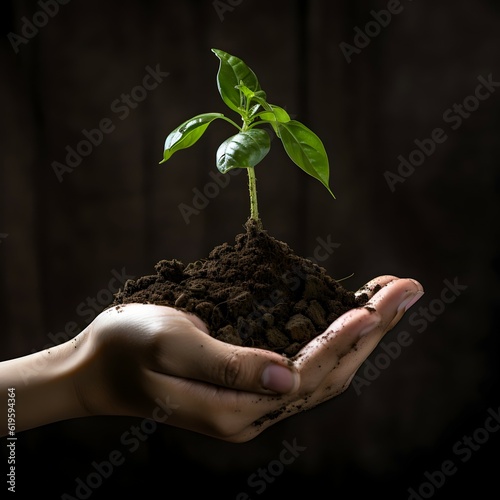 Mit Sorgfalt berühren weibliche Hände den Boden, säen Samen aus. Landwirtschaft, Gartenbau, Ökologie gedeihen in verbindender Fürsorge. photo
