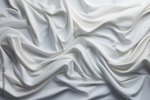 White Fabric Backdrop. Rippled silk fabric background. Created with Generative AI.