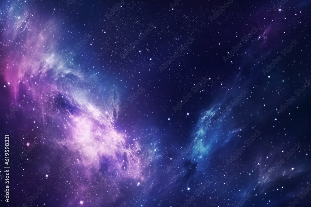 Cosmic abstract backdrop adorned with stars, nebulae, and galaxies. Generative AI