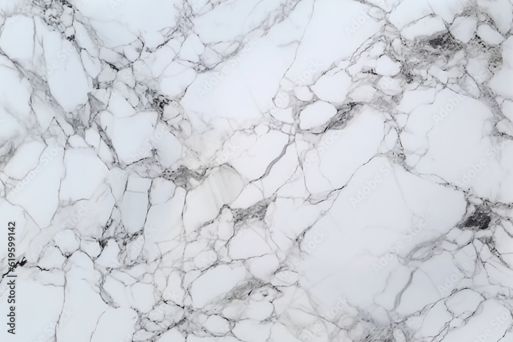 Elegant white marble background with intricate natural patterns. Generative AI
