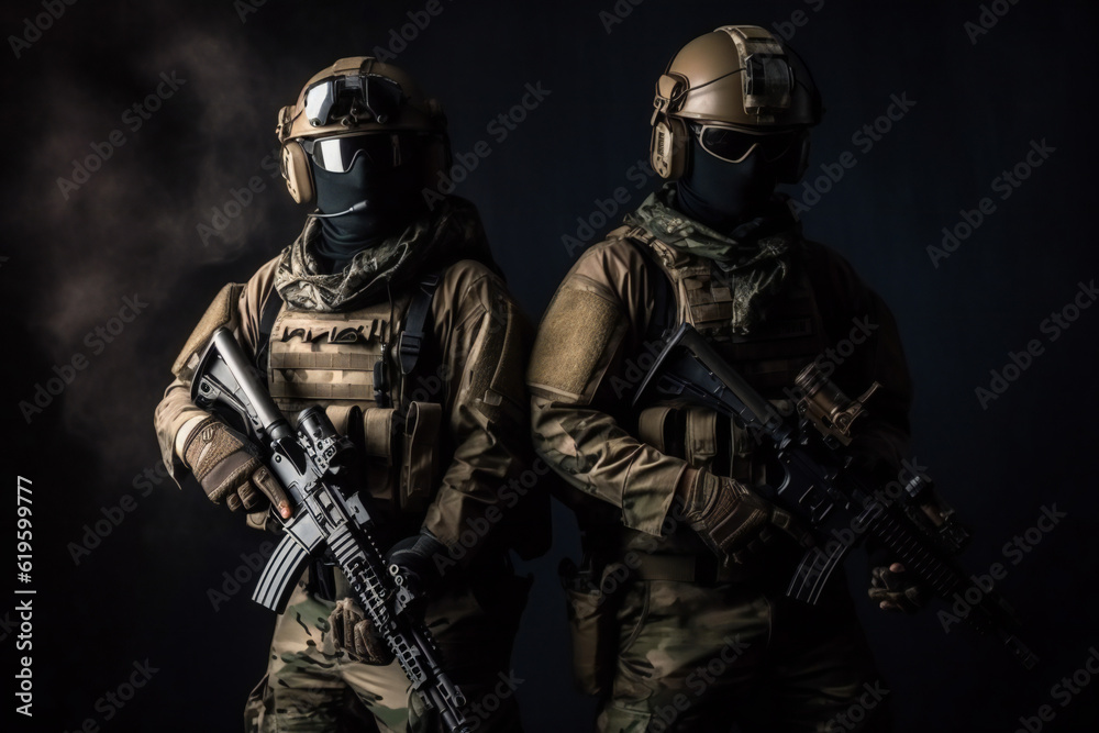 Military Special Forces With Weapon Armed Soldiers,ai generated