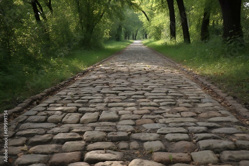 Old stone road - paving stones,ai generated