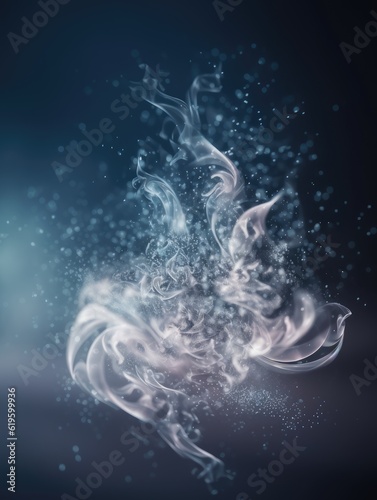 White smoke with swirling background and sparkling particles, AI