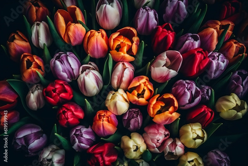 tulips on a black background,ai generated © Veronica