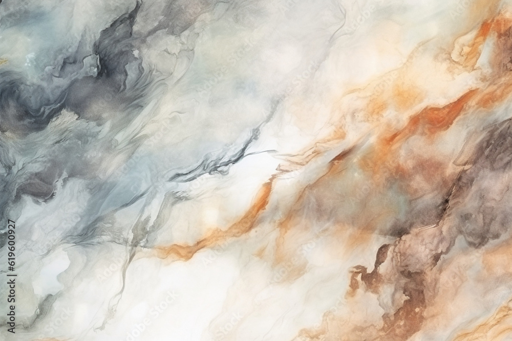 Interiors-inspired marble stone wall with a natural abstract watercolor wash background. Generative AI