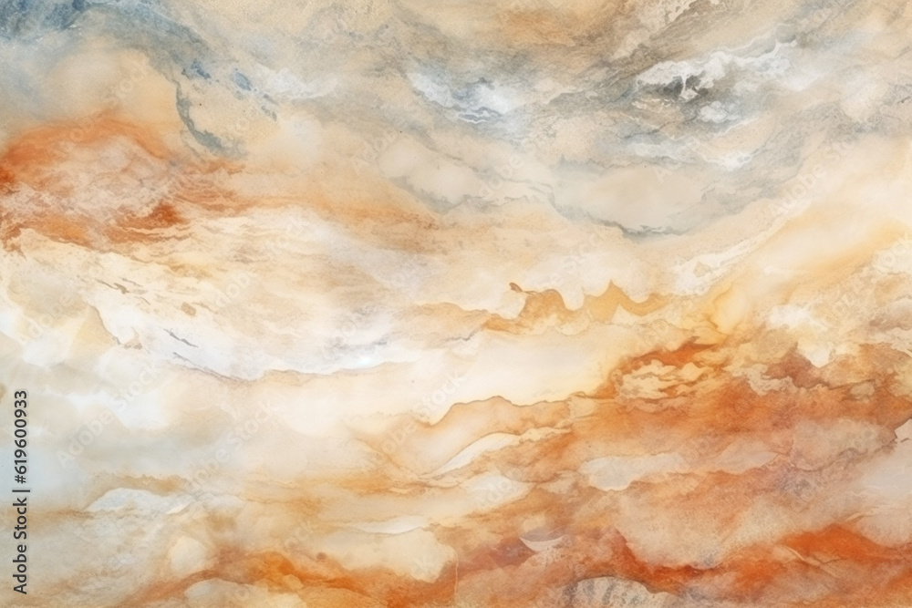 Interiors-inspired marble stone wall with a natural abstract watercolor wash background. Generative AI