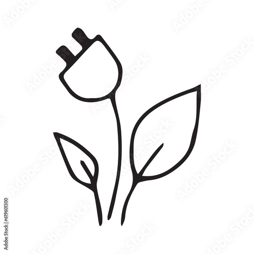 power socket. electricity. eco. nature. protect electricity. economy. benefit. preserve nature. vector illustration. on a white background. © AR_pic