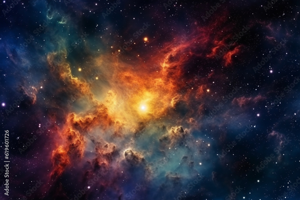 Night sky transformed into an abstract realm of stars, nebulae, and galaxies. Generative AI