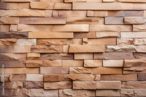 Seamless pattern of sandstone facade on a textured stone wall brick backdrop. Generative AI