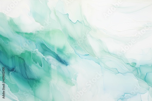 a tranquil blending of mint green and seafoam blue marble abstract shape for backgrounds, generative ai