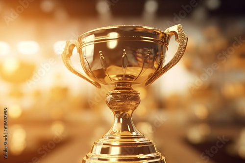 Symbolic golden trophy highlighting success, achievement, and sportsmanship. Generative AI