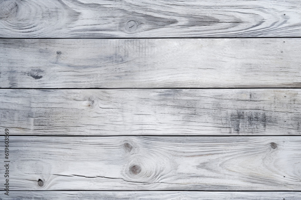 Naklejka premium Wood Texture, White Wooden Background, Vintage Grey Timber Plank Wall Close Up Generative AI