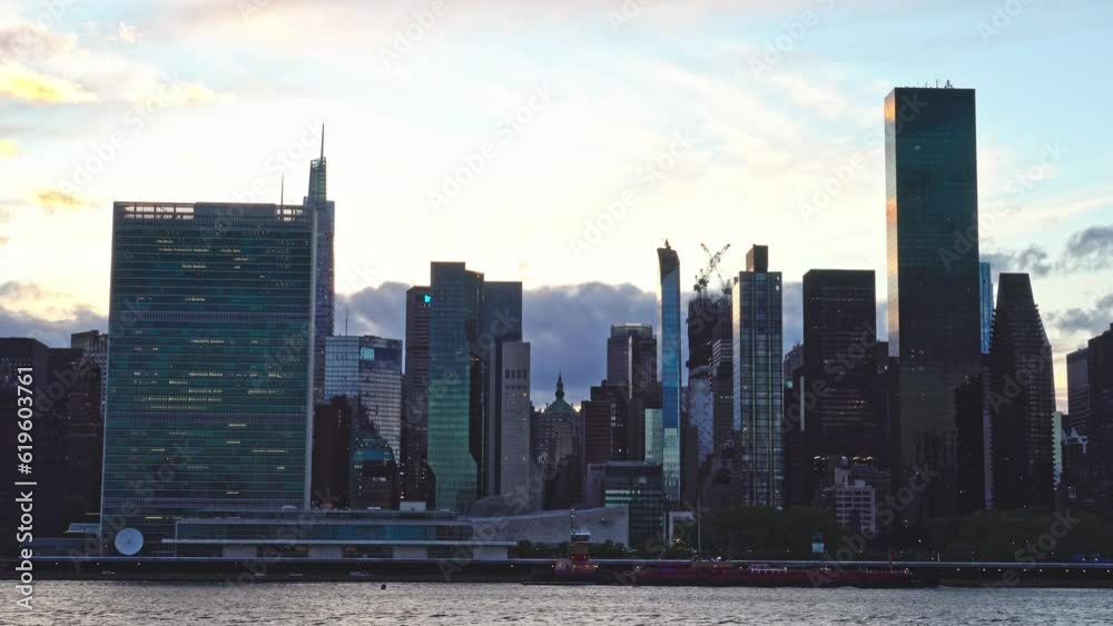 The Manhattan skyline rises over the East River The Manhattan skyline rises over the East River