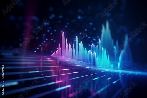 Abstract digital transformation background with a futuristic arrow chart and technology. Generative AI © Jawed Gfx