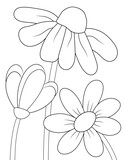 flowers easy coloring page. you can print it on 8.5x11 inch paper