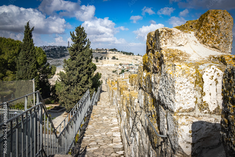 view from ramparts walk, jerusalem, old city, ramparts walk, israel, middle east