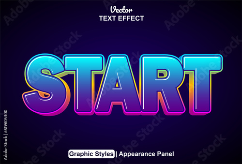 start text effect with blue color graphic style and editable.