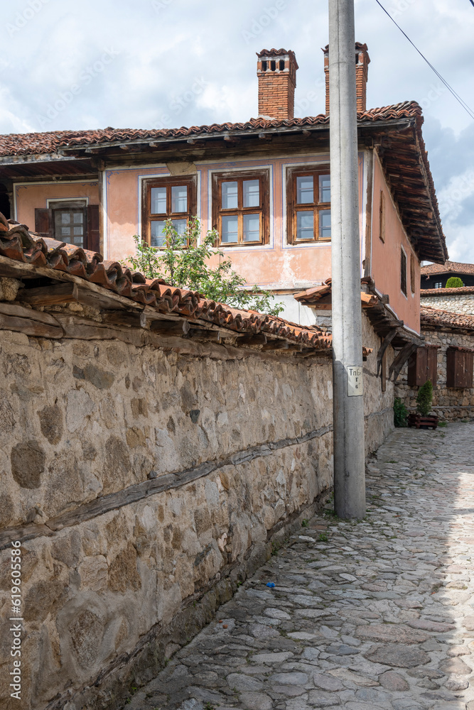 Typical Street and old houses in town of Koprivshtitsa,Bulgaria