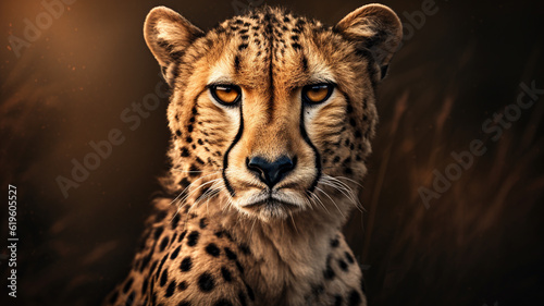 Close up of hunting cheetah in kruger park, african wildlife
