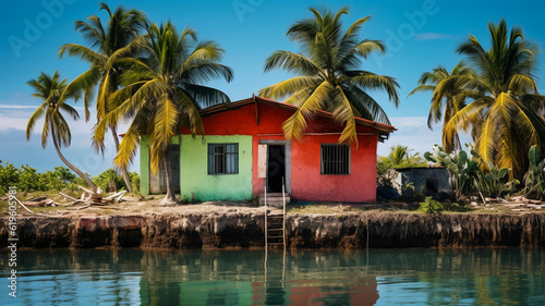 Dominican republic tropical island with palm trees  old beach town