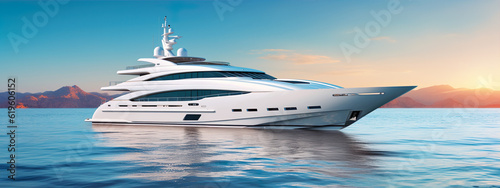 Luxury fancy yacht ship vessel generative AI illustration. Future yachts ships concept