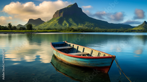 Fishing boat on tropical island mauritius © Artofinnovation
