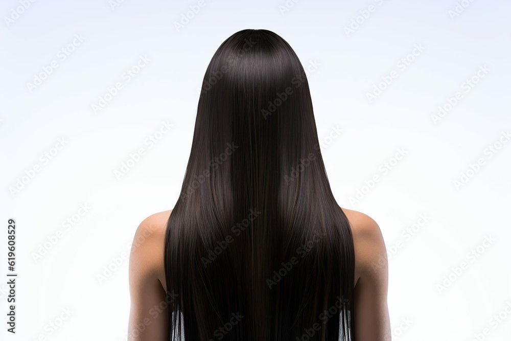BACK VIEW WOMAN, Long straight hair, isolated on white background, Generative ai BACK VIEW WOMAN, Long straight hair, isolated on white background, Generative ai