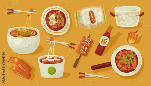 Tteokbokki. Traditional asian street food. Korean stir-fried rice cakes