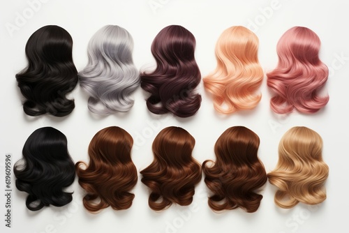 Hair Colors Palette, isolated on white background ,Generative ai 