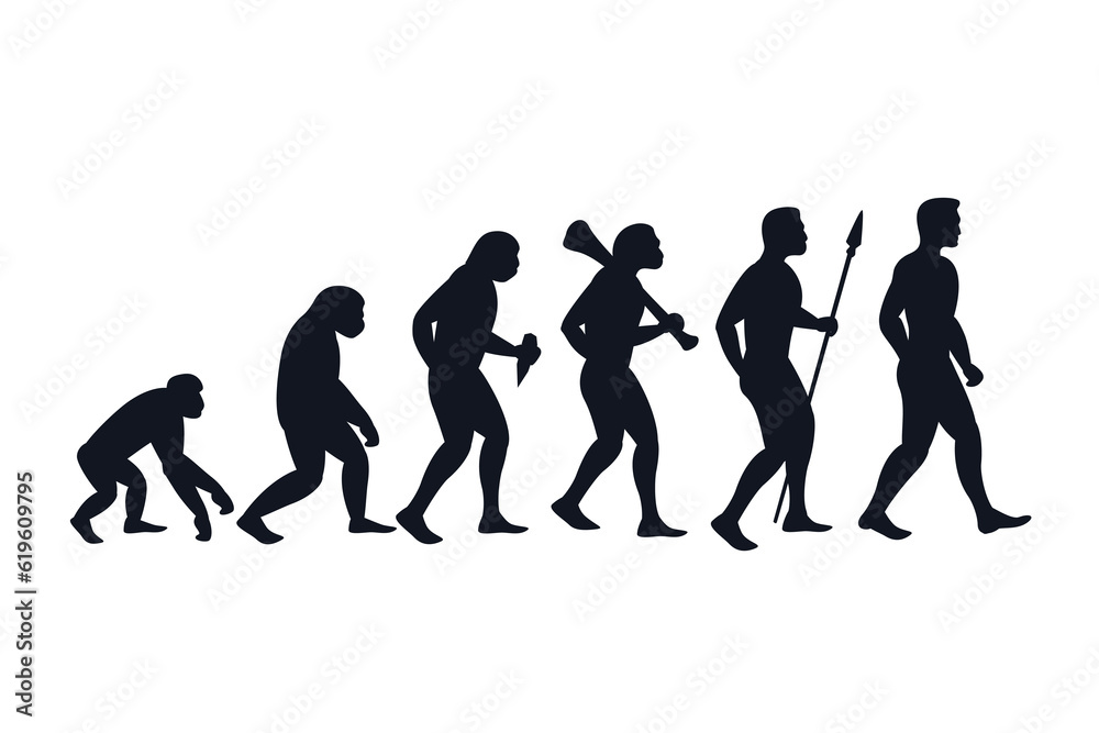 Evolution from primate to modern man. Vector creative illustration