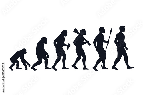 Evolution from primate to modern man. Vector creative illustration © Crazy nook