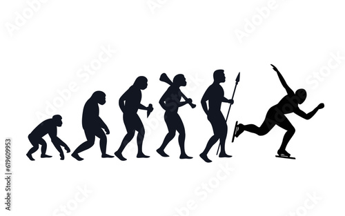 Evolution from primate to scating man. Vector sportive creative illustration