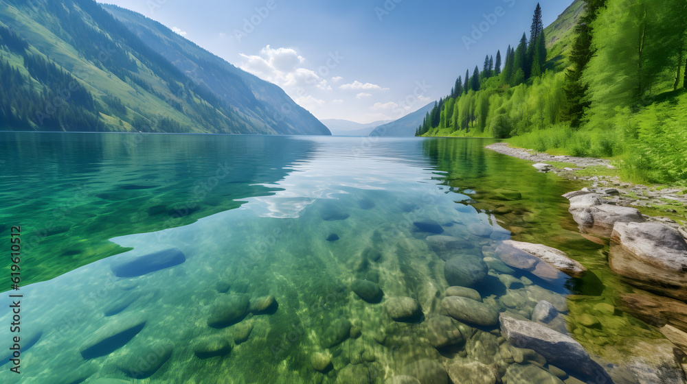美しい川の風景 No.050  The Breathtaking View of a River Generative AI