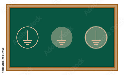 Protective earth ground symbol icon in electricity. Physics resources for teachers and students. Vector illustration.