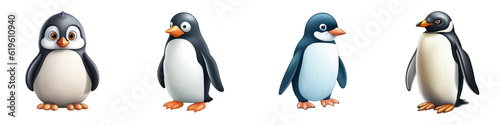 Penguin clipart collection, vector, icons isolated on transparent background © DigitalParadise