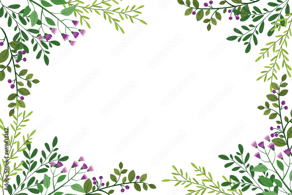 Cute hand drawn frame with floral elements