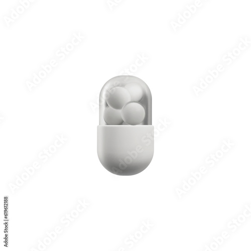 Gel capsule of medications realistic monochrome vector illustration isolated.