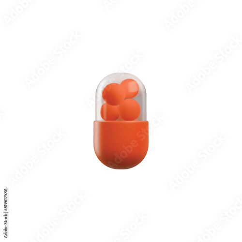 Realistic red pill, medical capsule - 3d vector illustration isolated on white background.