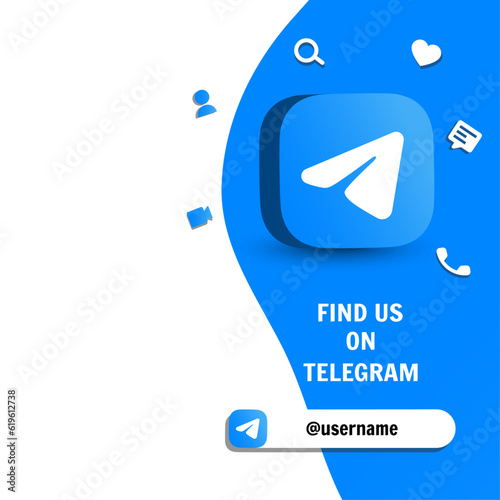 Social media telegram picture with transparent background. Vector illustration