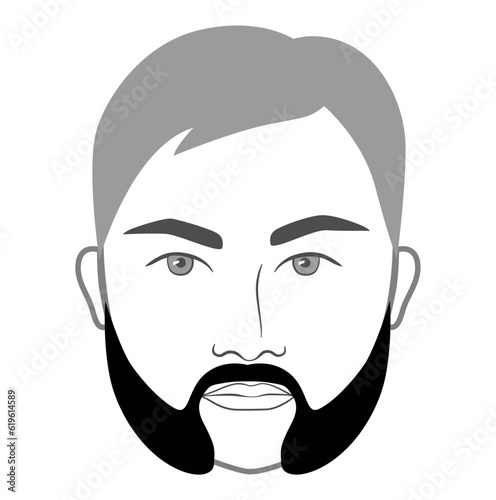 Mutton Chops Beard style men in face illustration Facial sideburns hair mustache. Vector grey black portrait male Fashion template flat barber collection set. Stylish hairstyle isolated outline