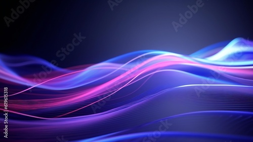 A vibrant blue and pink wave against a dark black background