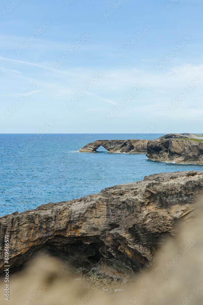 Arecibo cueva del indio rock formations landscape in the coast of puerto rico