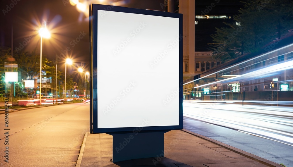 Bus stop billboard on the street, Generative AI