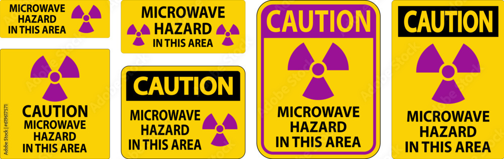 Obraz premium Caution Sign Microwave Hazard Area