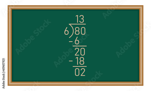 Long division steps. Parts of division. Properties of division. Divisor, dividend, quotient and remainder. Math for kids.